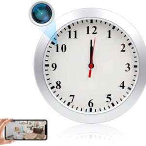 Hidden Spy Camera Wall Clock 1080P HD WiFi Clock Cameras Wireless Home Security Nanny Cam with Motion Detection Alarm Mini Video Recorder for Home and Office Surveillance, No Audio