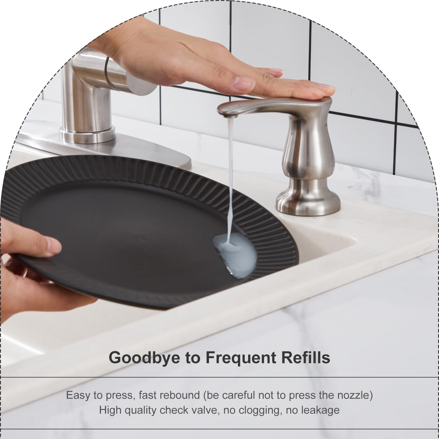 GAGALIFE Kitchen Sink Soap Dispenser Brushed Nickel, Under Sink Soap Dispenser with 40" Silicone Extension Tube Kit,Say Goodbye to Frequent Refills - Image 5