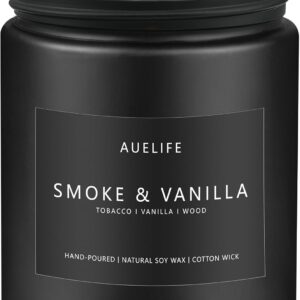 Smoke & Vanilla Candle | Men Scented Candle - Gifts for Men, Soy Candles for Home Scented - Aromatherapy Candles for Home, Masculine Long Lasting - 7oz Black Jar