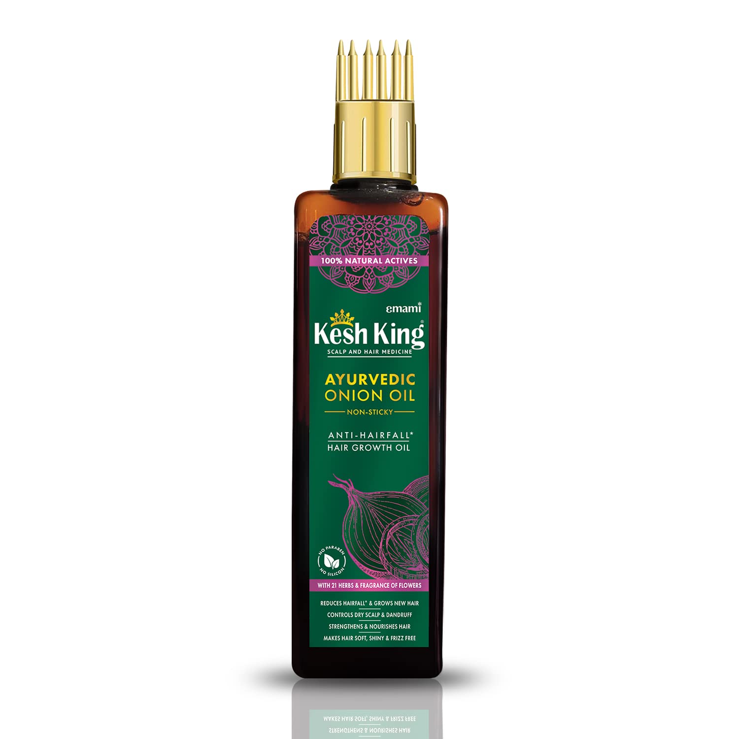 Organic Onion Hair Oil with Curry Leaves | Anti Hair Loss & Fall Control Oil | Enhance Hair Growth | Makes Hair Soft, Shiny & Frizz-Free | 6.76 Fl Oz (200ml)
