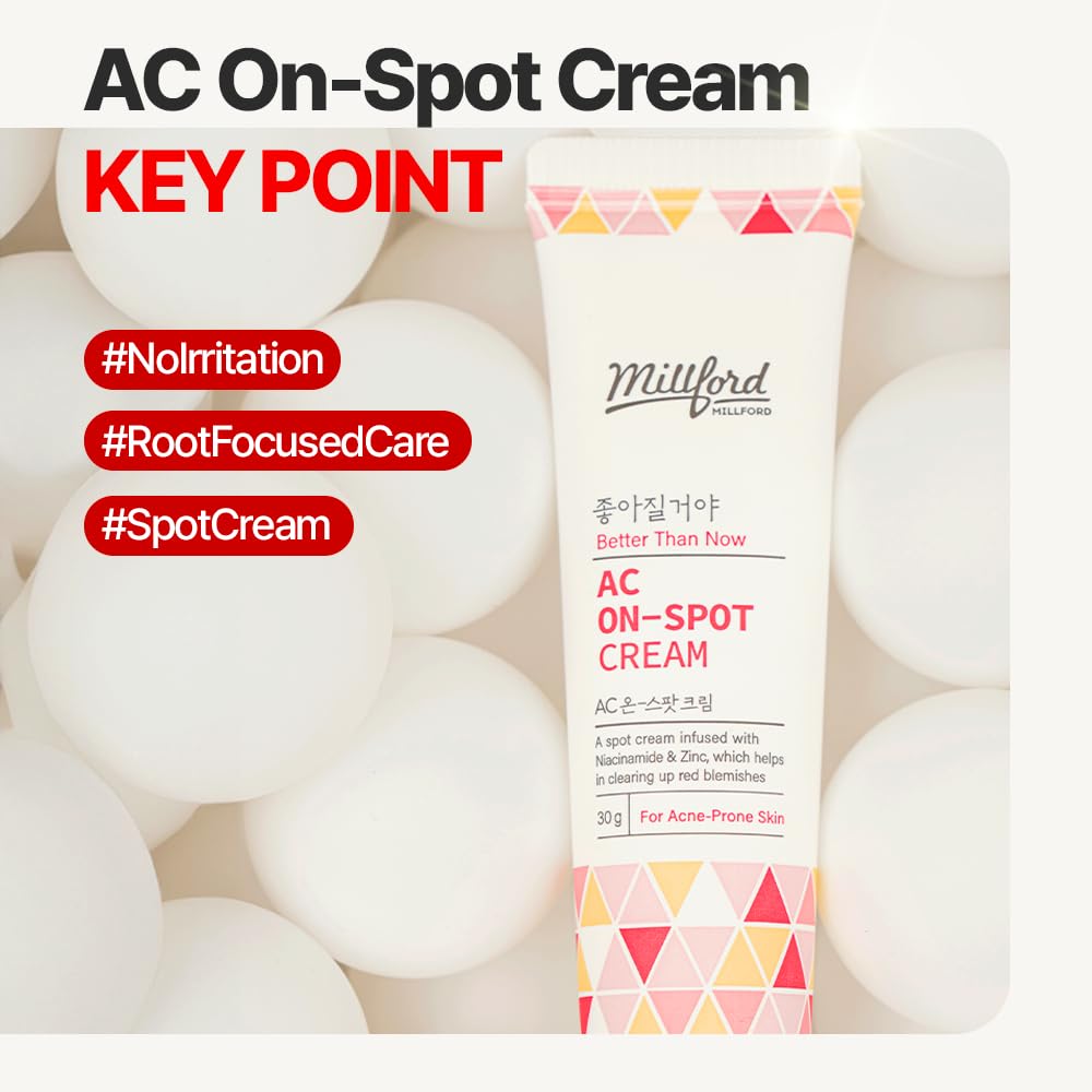 AC On-Spot Cream 30g/1.05 Oz, Zinc Oxide 10%, Niacinamide 2% for Active Skin Repair, Acne Spot Treatment for Face, Blemish Care, Dark Spot, Korean Skincare for Sensitive & Acne-Prone Skin - Image 4