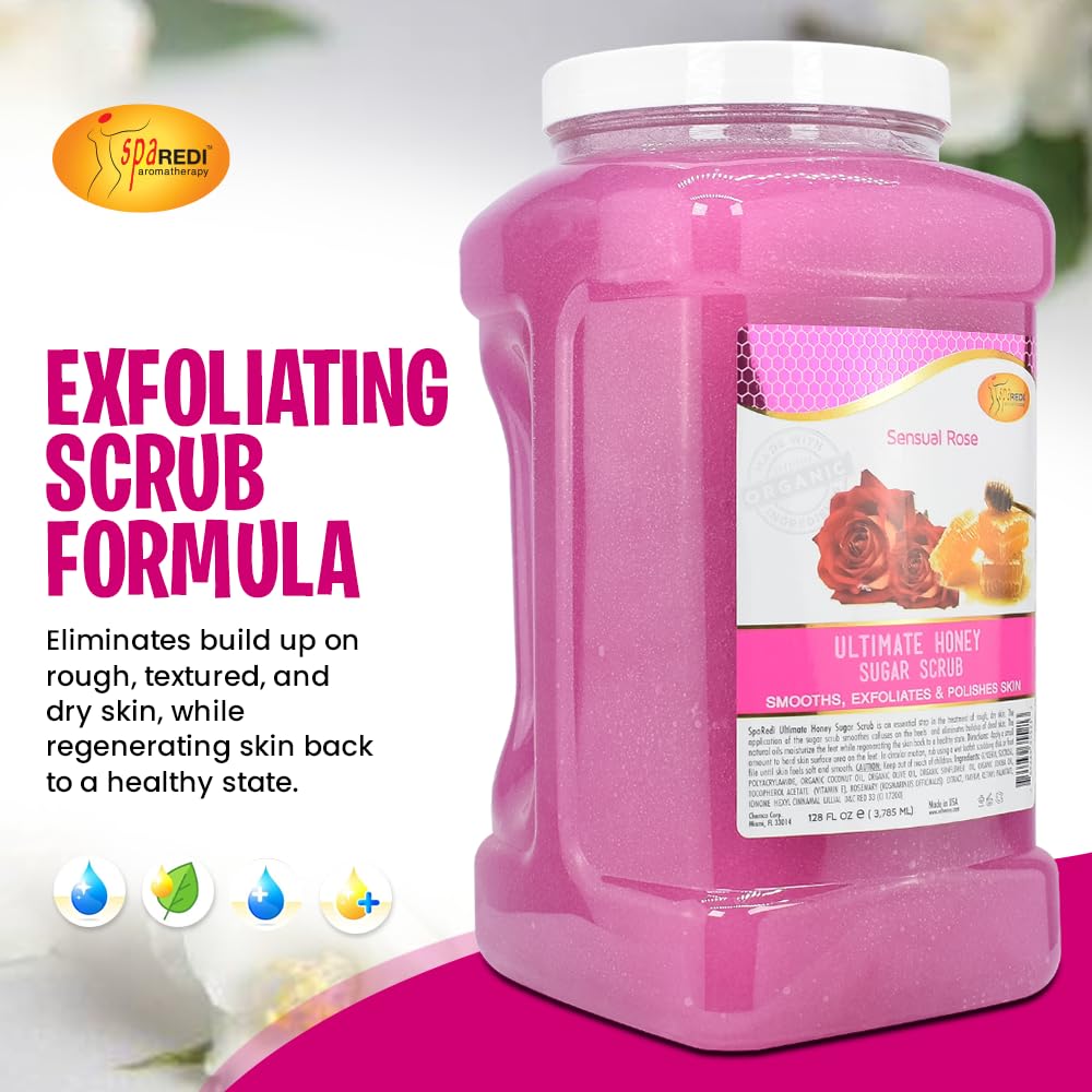 SPA REDI Sensual Rose Sugar Body Scrub 128 Oz Exfoliating Moisturizing Polish - Image 6