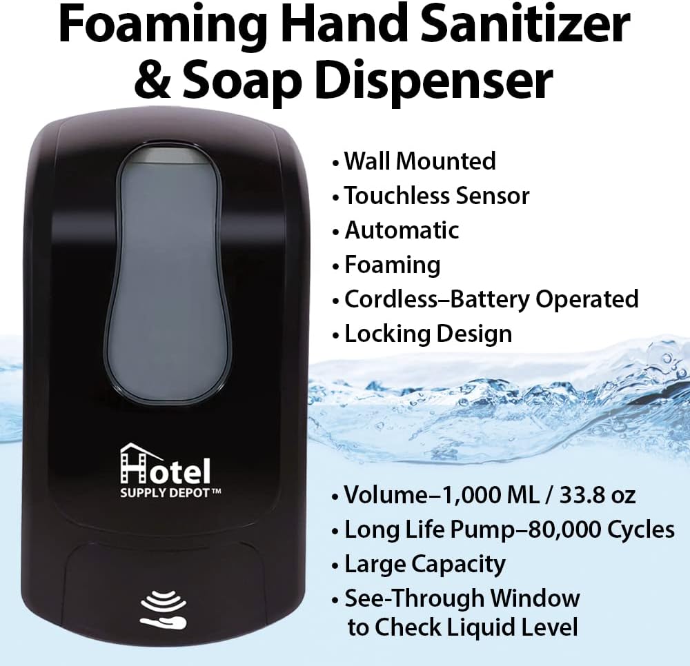 Hotel Supply Depot Automatic Touchless Black Soap and Sanitizer Dispenser 33 oz Capacity - Image 2
