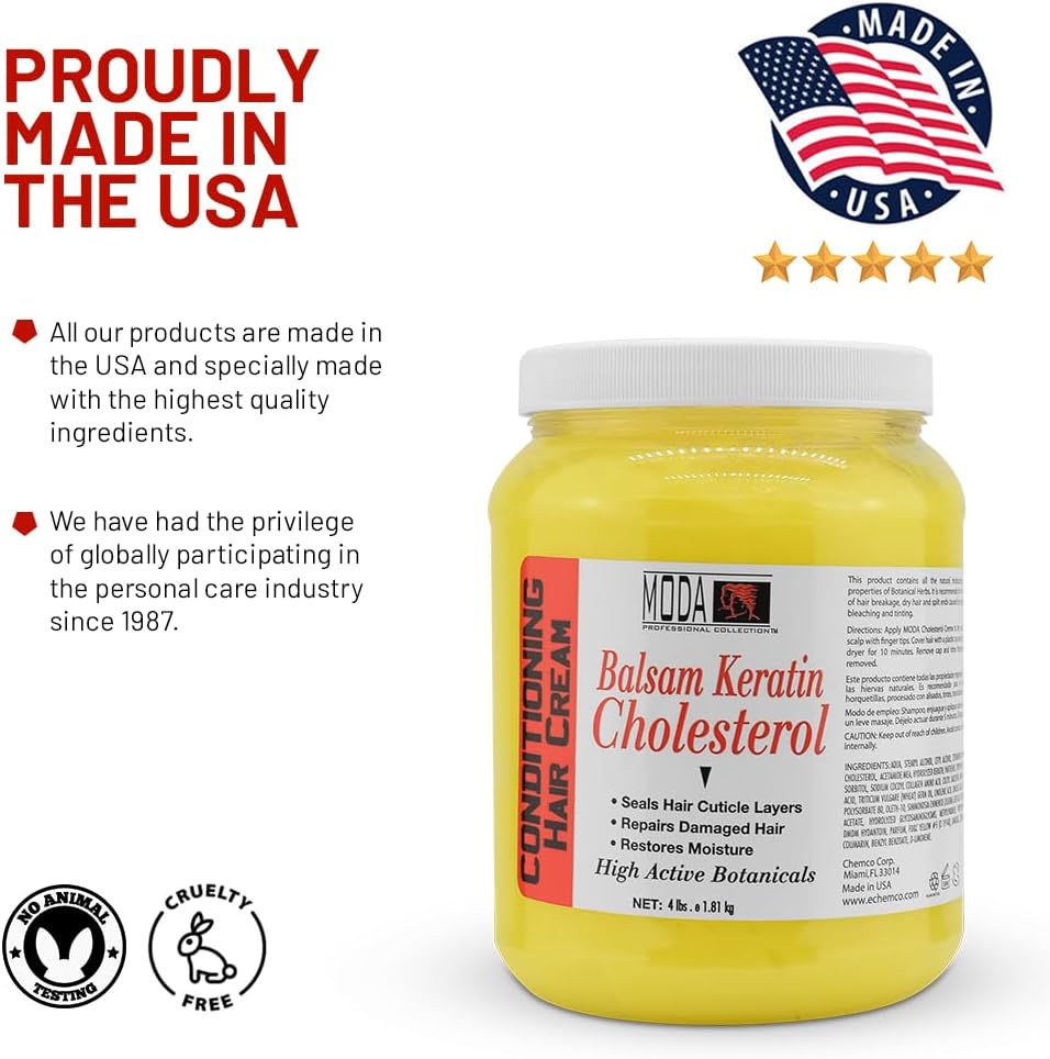MODA - Cholesterol Deep Conditioning Hair Cream with Keratin, Panthenol, Collagen Amino Acids, Jojoba Oil, and Vitamin E โ 64 Oz - Image 5