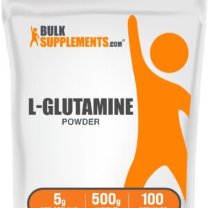 BulkSupplements.com L-Glutamine Powder - Glutamine Supplement, for Recovery & Gut Health - Unflavored & Gluten Free, 5g (5000mg) per Serving, 500g (1.1 lbs) (Pack of 1)
