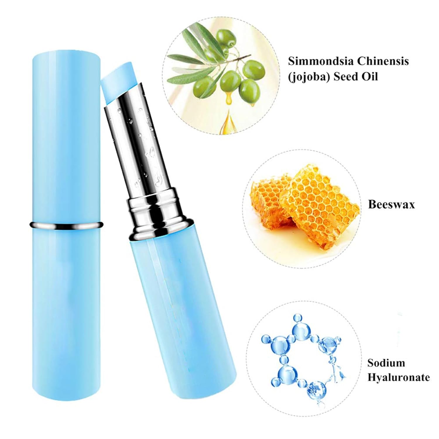 Hyaluronic Acid Lip Balm Long-lasting Moisturizing Nourishing Lips Reduce Fine Lines Relieve Dryness Protect Lip Skin Natural Extract Lip Balm (New Packing) (Hyaluronic acid) - Image 4