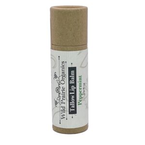 Organic Tallow Solid Lip Balm Moisturizer - Natural and Clean Lip Care that’s Hydrating and Soothing - Large .3 Fluid Ounce Recyclable Cardboard Tube - Untinted (Peppermint)