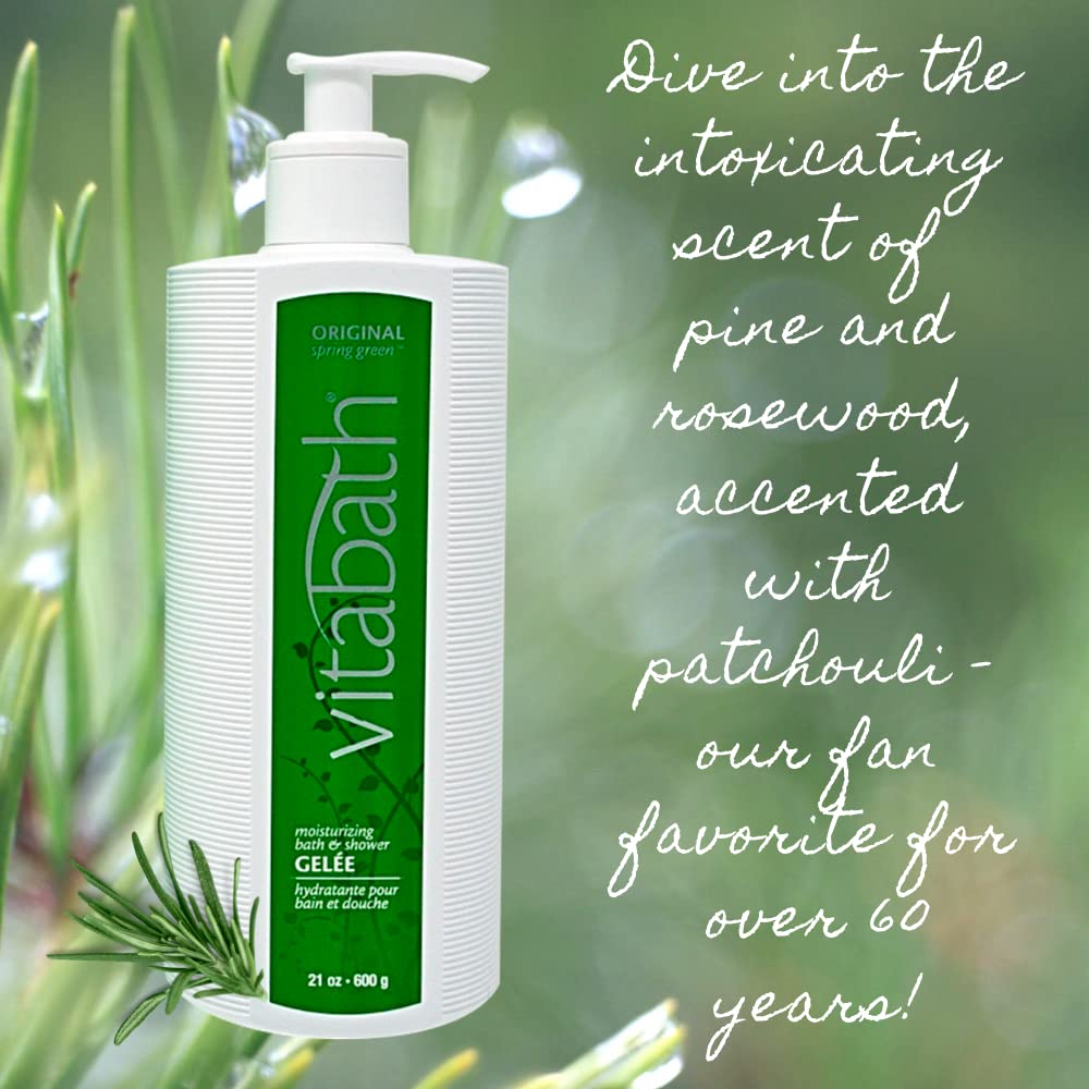 Vitabath Original Spring Green Moisturizing Bath & Shower Gel Wash Intoxicating Botanical Skin Rejuvenation, Hydrating Dry Skincare, Body Cleanser & Foaming Gelee - 21 oz - Image 8