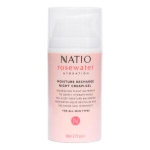 Australia Rosewater Hydration Moisture Recharge Night Cream-Gel, 2.7 oz - Face Moisturizer with Shea Butter - Face Cream for All Skin Types