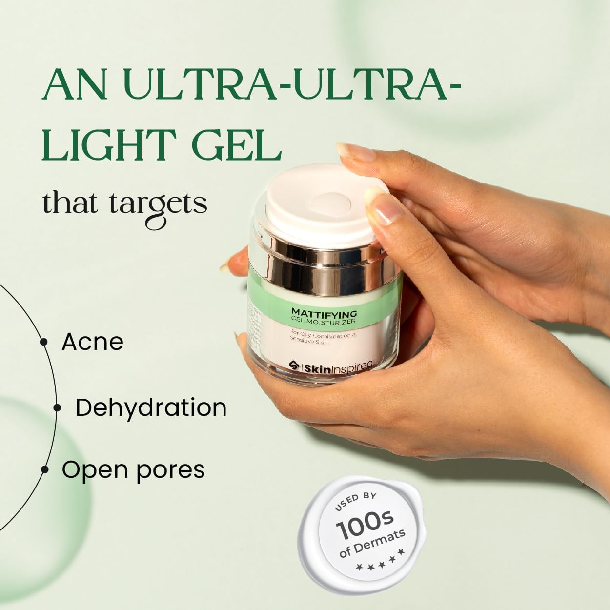 Skin-Inspired' Mattifying Gel Face Moisturizer (50g)- For Oily, Combination and Sensitive Skin | Hydrating Ultra Light Oil Free Face Cream | Non Greasy | For Women & Men - Image 3