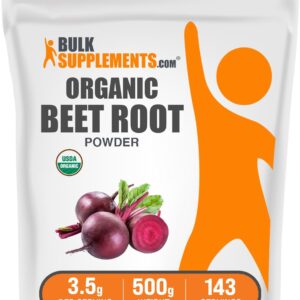 BulkSupplements.com Organic Beet Root Powder - Superfood Supplement, Beet Root Supplements - Vegan & Gluten Free, 3.5g per Serving, 500g (1.1 lbs) (Pack of 1)