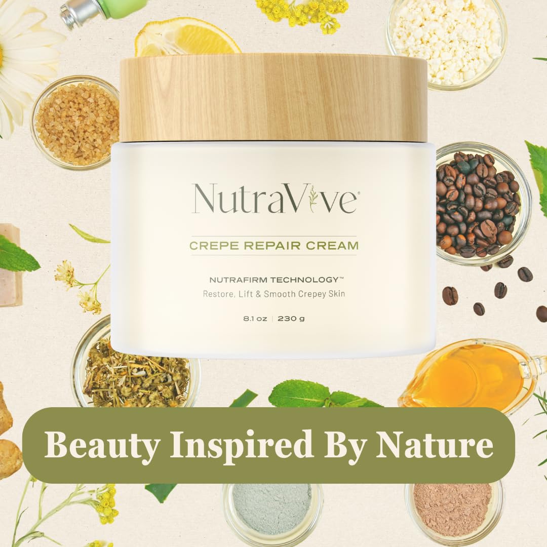 NutraVive Anti-Aging Crepe Repair Cream 8.1 Oz Body, Neck & Face Treatment - Image 6