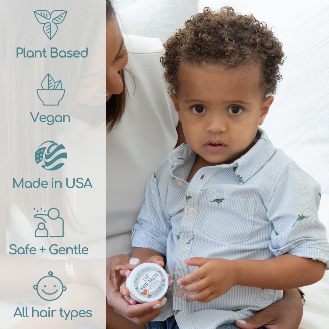 LANE & CO. Hair Paste - Plant-Based Styling Paste for Babies, Toddlers, Kids - Natural & Organic Formula, Safe & Non-Sticky, Tame Bed Head & Flyaway Hair, 2oz - Image 5