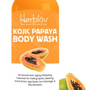 Kojic Acid Soap for Hyperpigmentation – Skin Brightening Kojic Papaya Body Wash – Dark Spot Soap Reduces Acne, Scars, and Evens Skin Tone – Turmeric Body Wash for Brighter Glowing Face