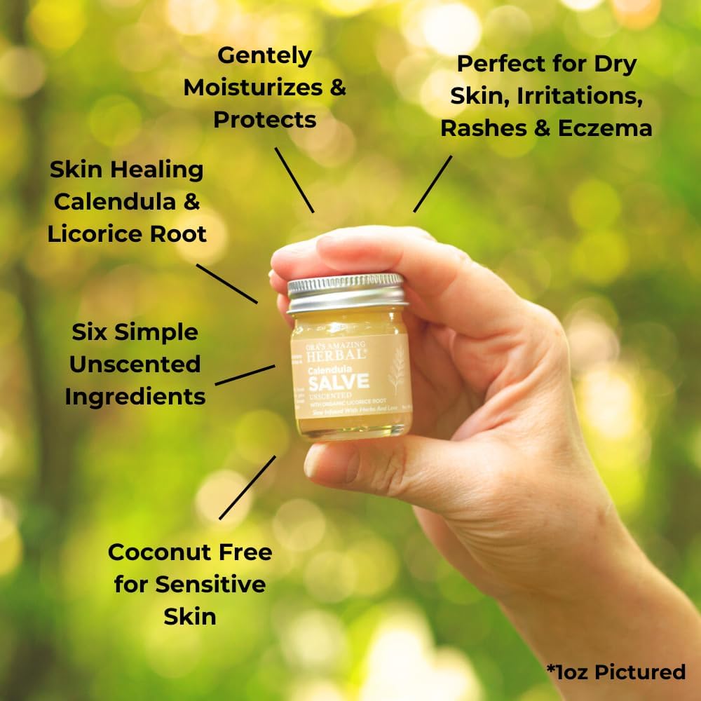 Ora's Amazing Herbal Calendula Salve 2 oz Coconut-Free Ointment for Sensitive Skin - Image 2