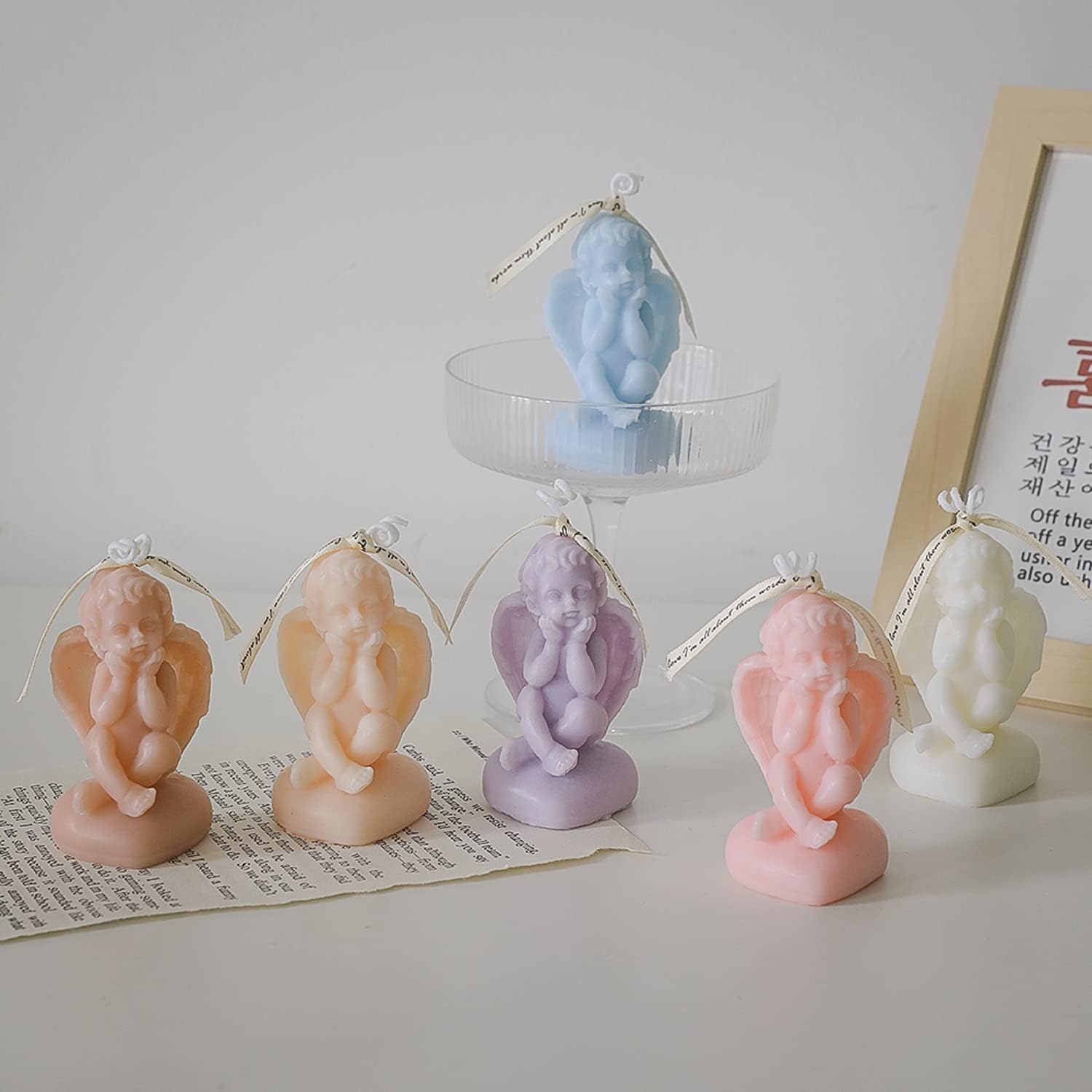 Scented Candle Cute Angel Shaped,50G Aroma Soy Wax Decorative Candle,Handmade Aesthetic Candlefor Table Photo Prop Birthday Gift,Prefect for Meditation Stress Relief Mood Boosting Bath Yoga (White) - Image 3