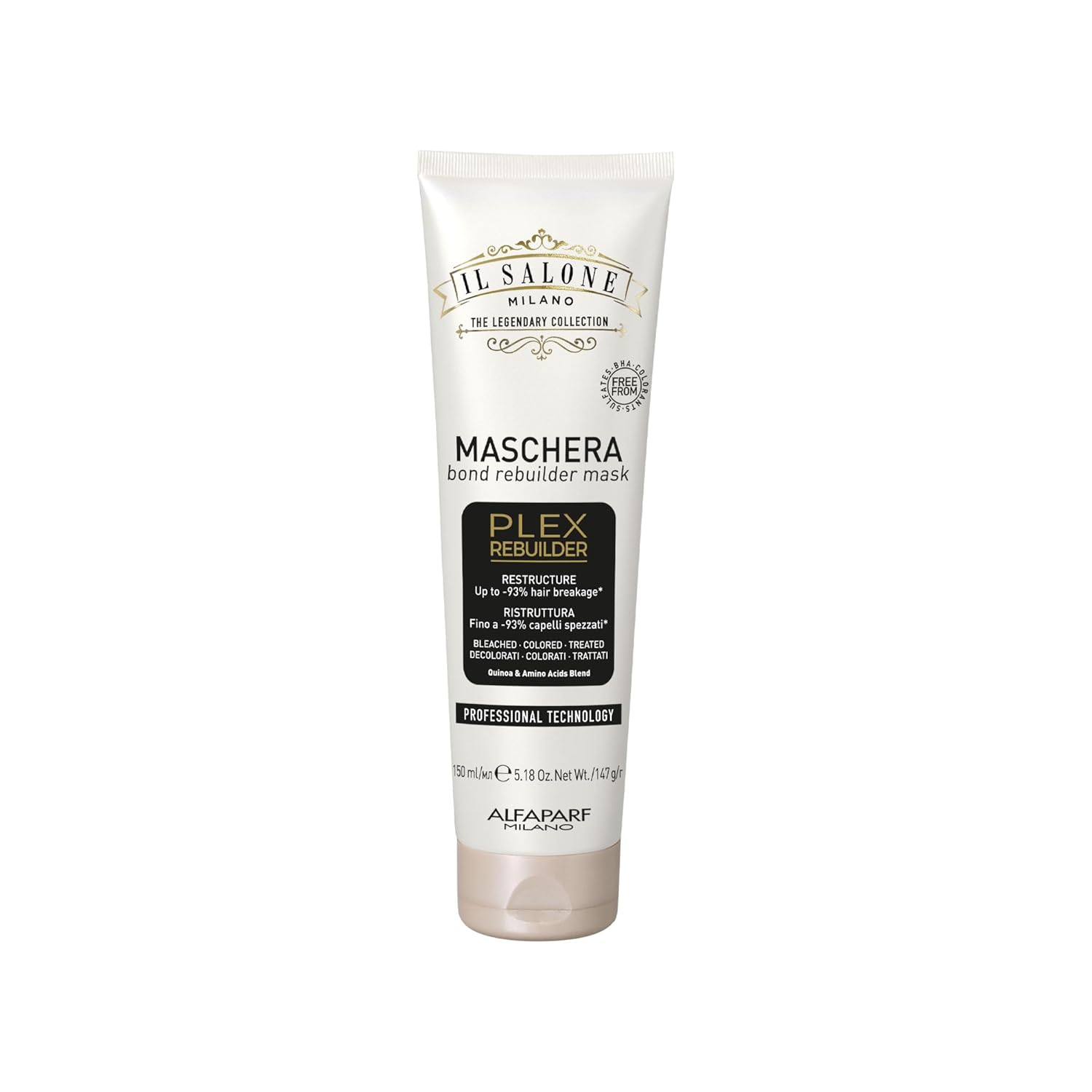 Il Salone Milano Plex Rebuilder Hair Mask for Color Treated Hair - Professional Overnight Mask for Dry, Damaged Hair - 5.18 oz / 150 ml