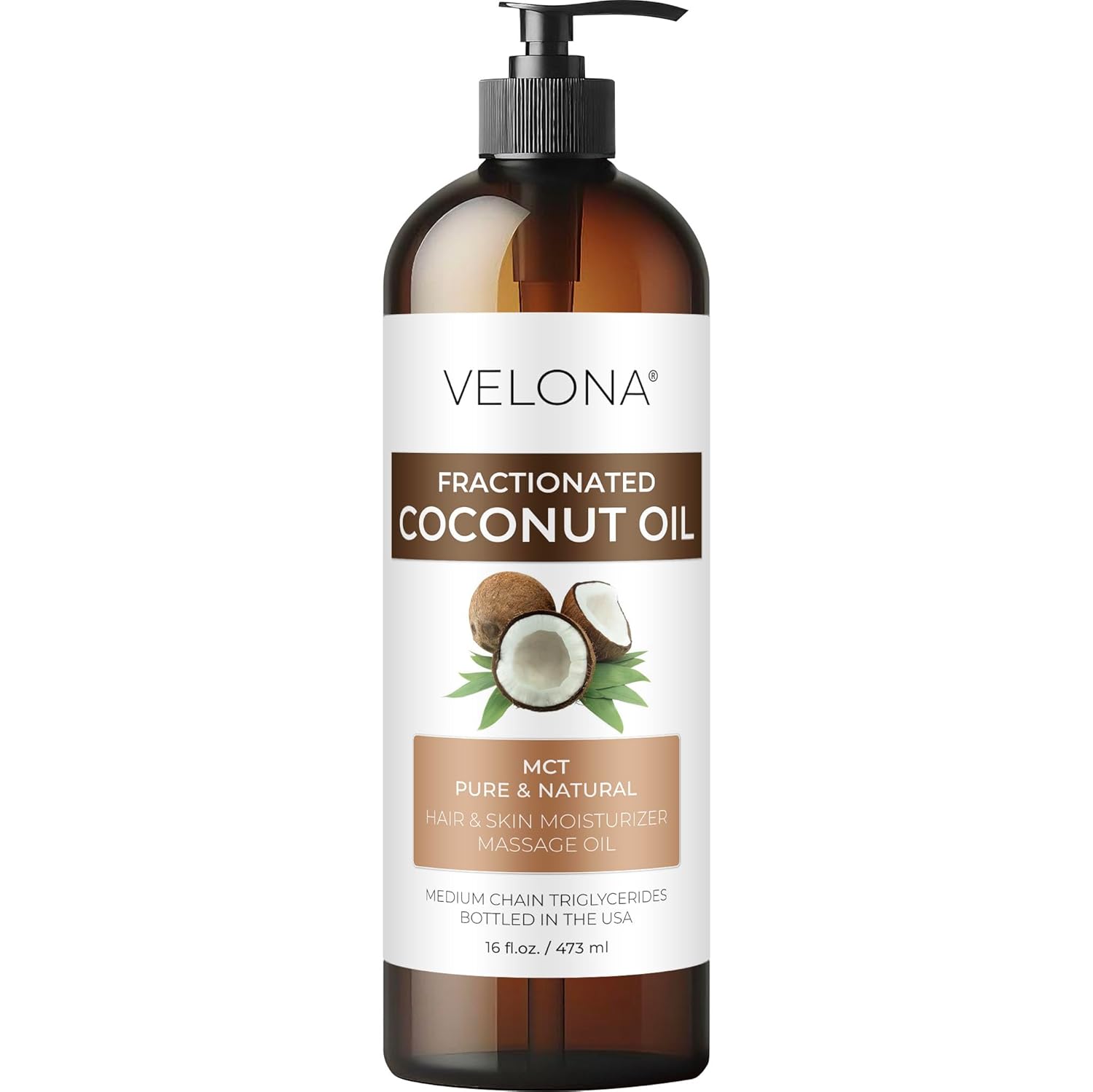 velona Coconut Oil 16 Fl Oz | 100% Pure and Natural Carrier Oil | Fractionated | Skin, Face, Body, Hair Care | Use Today - Enjoy Results