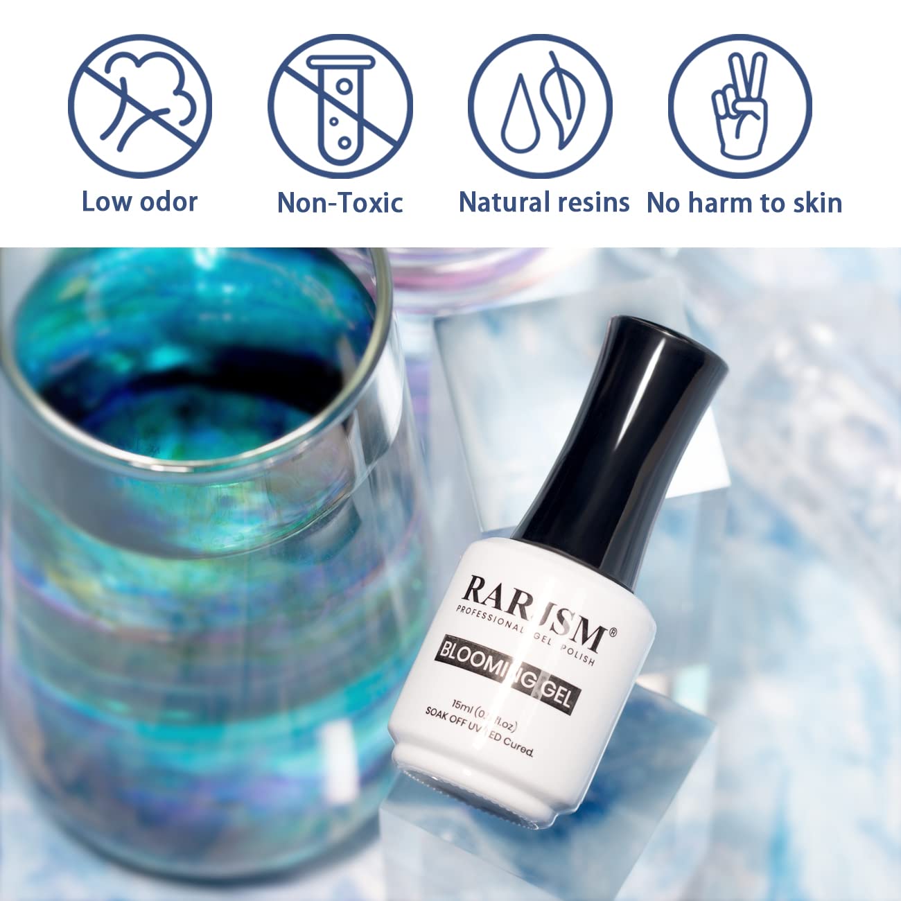 RARJSM Blooming Gel Nail Polish,Clear Blooming GelPolish 15ML UV LED Soak Off Nail Art Polish Blossom Gel for Spreading Effect Graffiti Marble Flower Watercolor Magical DIY Manicure Design - Image 6