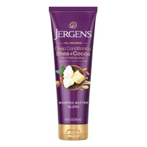 Jergens Shea and Cocoa Whipped Body Butter Lotion, Tone Enriching Hand And Body Lotion for Dry Skin, with Vitamins B3 & E, 8.5 Oz