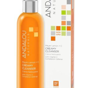 Andalou Naturals Complexion Evening Meyer Lemon + C Creamy Cleanser, Face Wash for Uplifted Tone & Smoother Texture, Helps Renew Skin Vitality & Even Complexion, Cruelty Free, 6 Oz