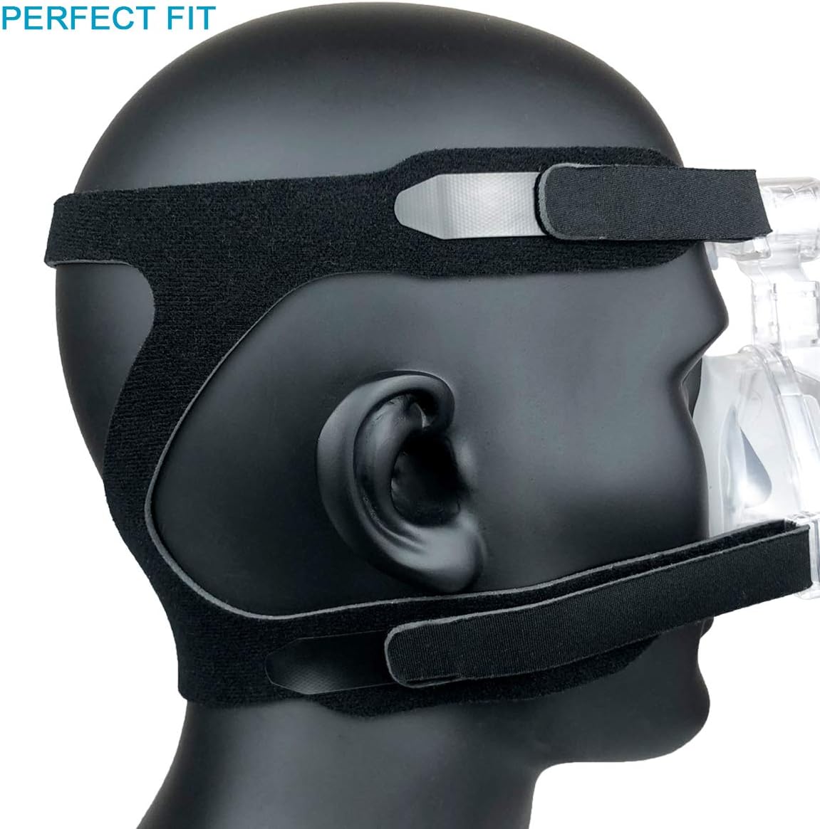 Upgaded Full Face CPAP Headgear CPAP Mask Straps Replacment for Resmed Mirage Series & Philips Respironics Non-Strechy Durable Design - (2-Pack // Black & Grey) - Image 3