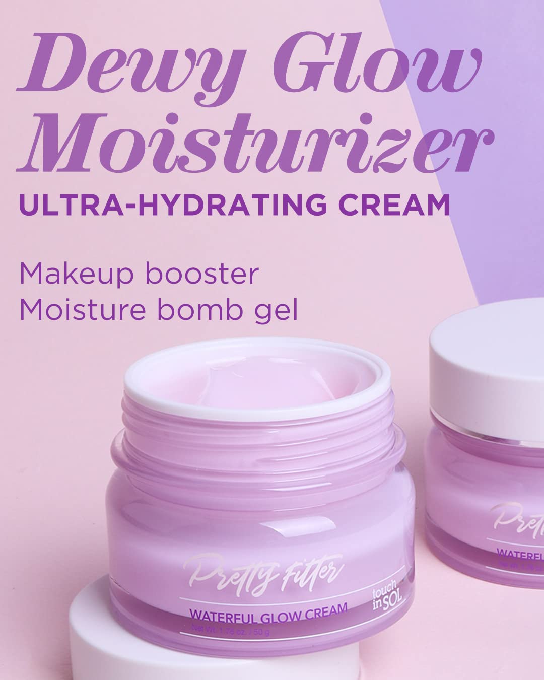 Touch in Sol Lightweight Hydrating Face Moisturizer Gel Cream 1.76 oz with Hyaluronic Acid and Collagen - Image 2
