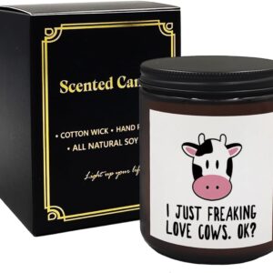 Mancheng-zi Cow Candle, Cow Gifts for Women Girls Cow Lovers, Cute Cow Gifts,I Just Freaking Love Cows OK Scented Candles