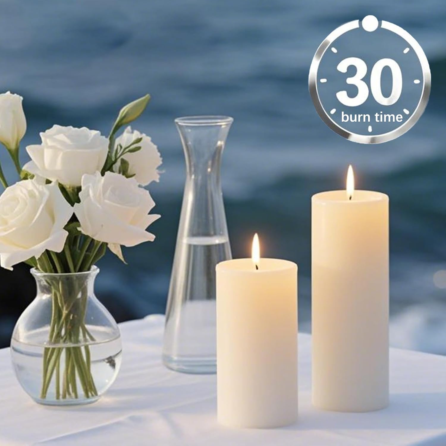 White Pillar Candles - 12 Packs Unscented Wax Pillar Candle, Long-Lasting 30 Hour Burn Time, 2x4 Inch, Elegant Decorative White Candles for Weddings, Centerpiece, Home Decor - Image 2