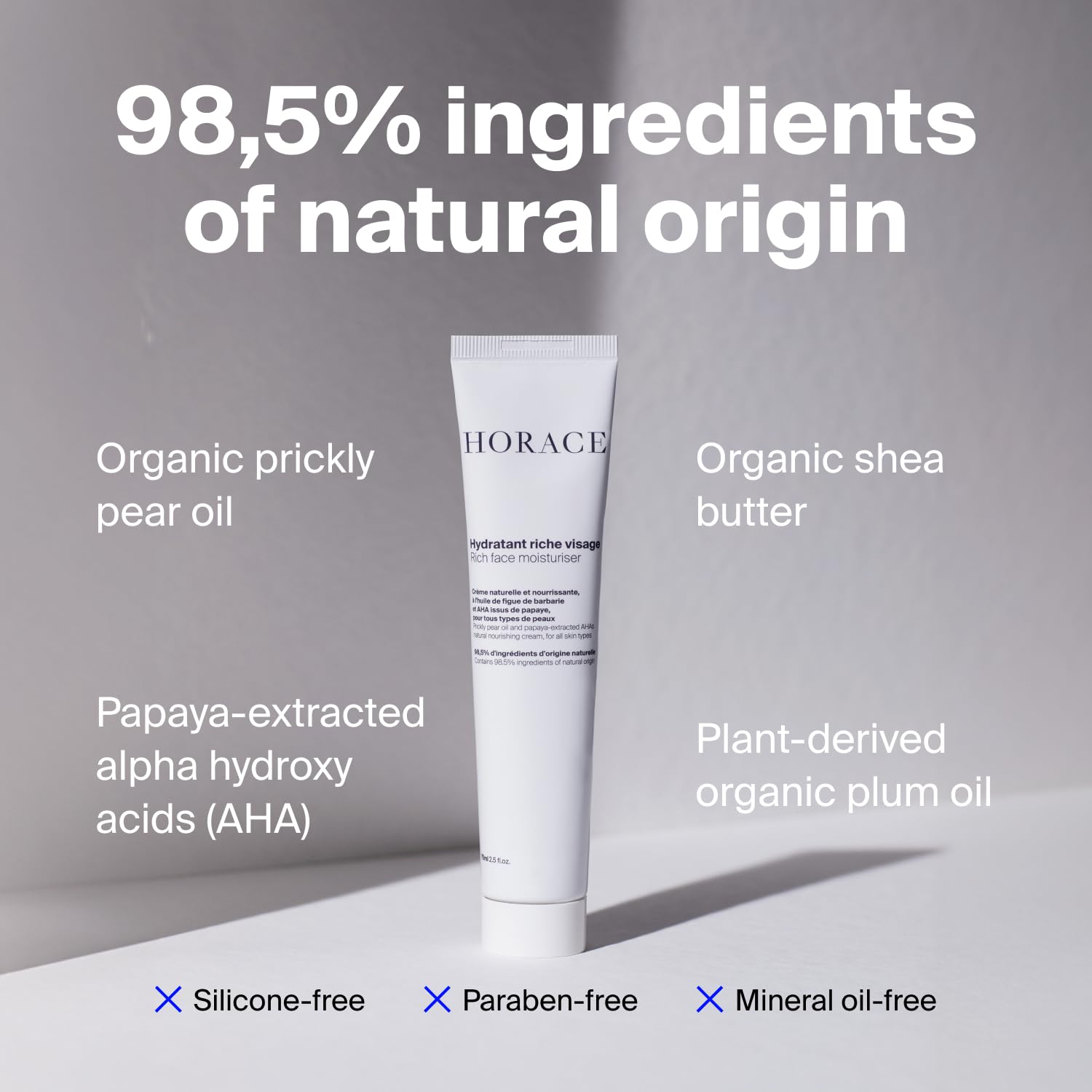 HORACE Rich Face Moisturizer for Men - Hydrating Cream with Organic Prickly Pear Oil and Shea Butter - Moisturising Skincare for All Skin Types - Unscented, 2.5 fl.oz - Image 3