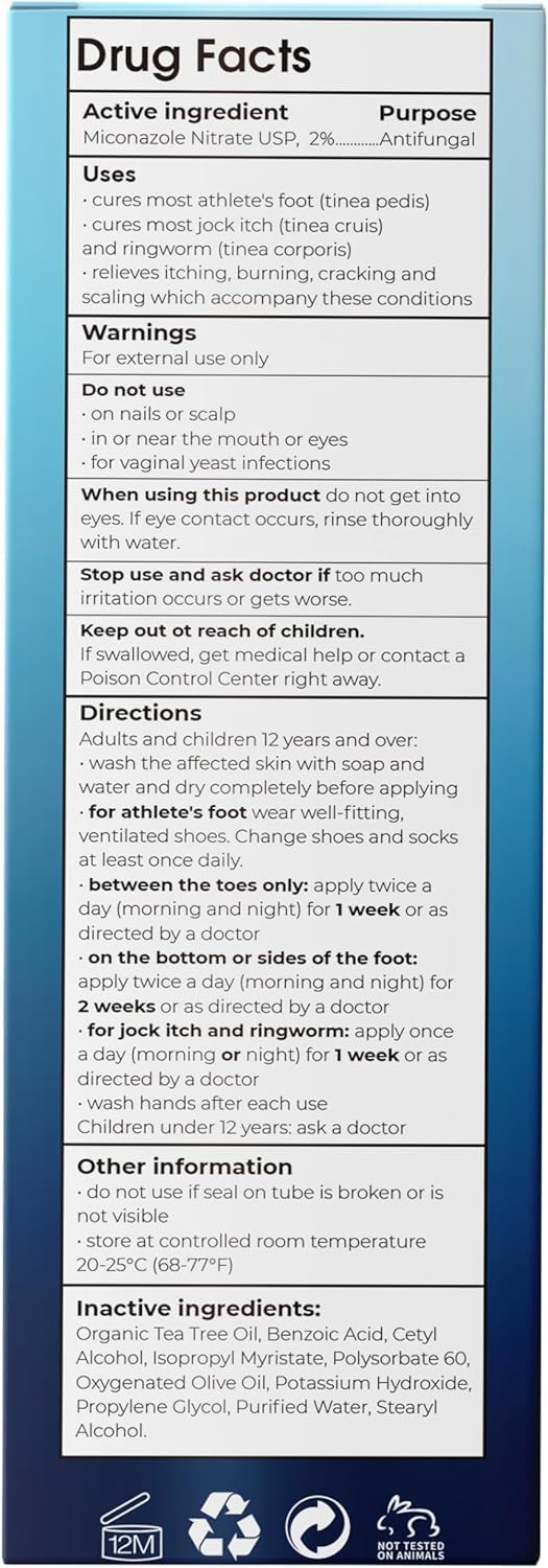 Foot Cream | Athlete’s Foot Cream for Cracked Heels, Dry Skin & Itchy Feet | Relieves Itching, Burning & Redness | Antifungal Treatment Helps with Nail Fungus, Jock Itch & Ringworm | 4.05 fl oz - Image 6