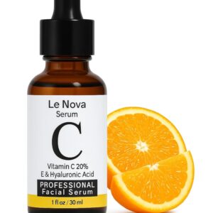 Vitamin C Serum for Face – Brightening, Anti-Aging, Hydrating & Fragrance-Free – Lightweight Serum for Sensitive, Acne-Prone & Dry Skin – With Hyaluronic Acid, Aloe Vera & Vitamin E – 1 fl oz