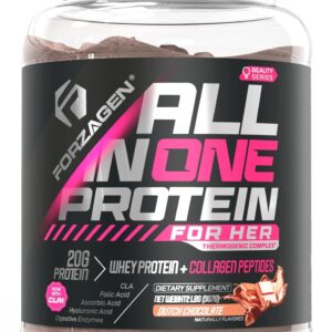 Forzagen All in One Protein for Her | Women’s Protein Powder with Multi Collagen Peptides | Hydrolyzed Collagen Supplement, Gut Health, Great for Pre & Post Workout | Dutch Chocolate, 30+ Servings