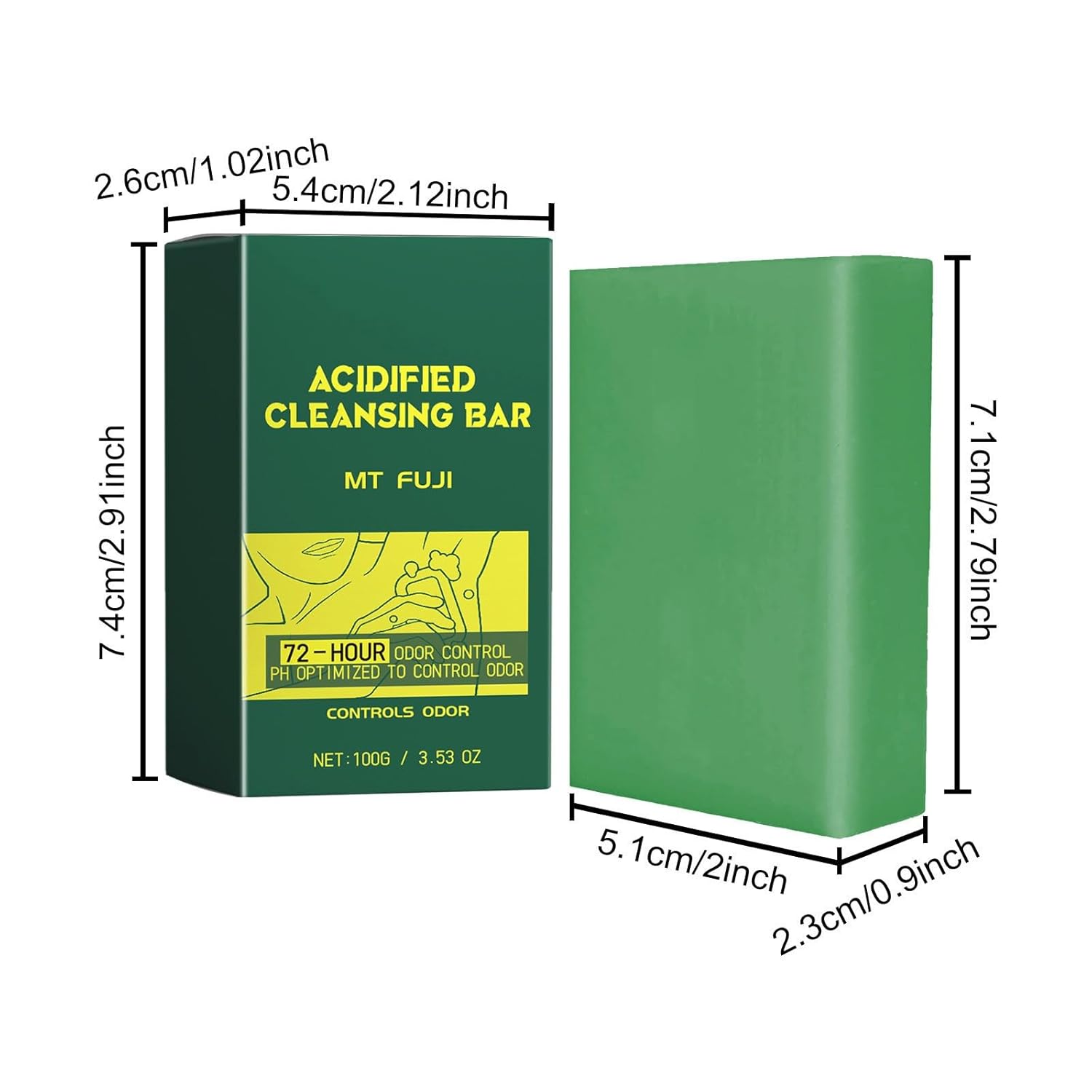 Acidified Body Cleansing Bar - 24 Hour Odor Control - Removes Odor Better than Soap - Moisturizing Formula - Image 3