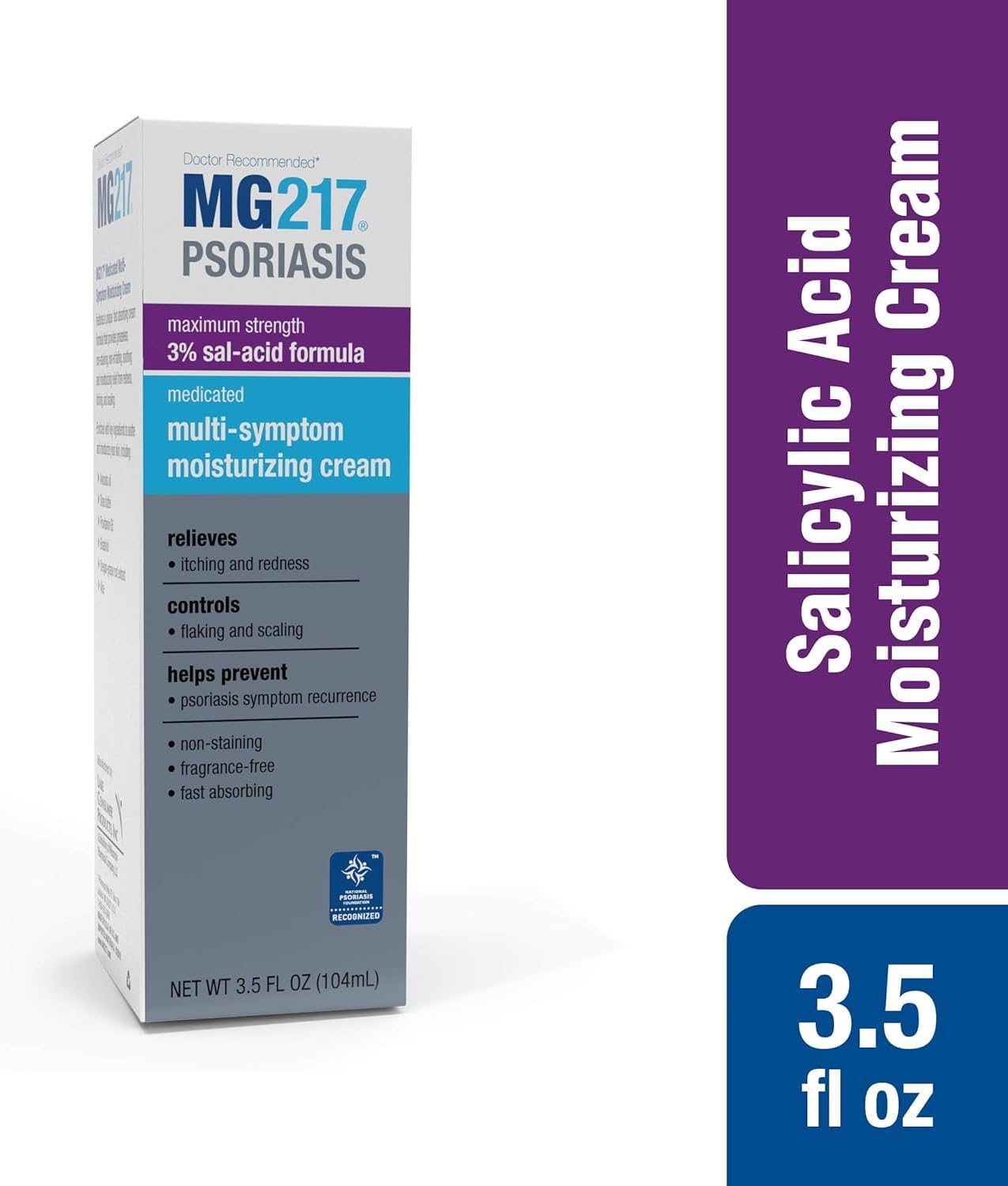 MG217 Medicated Moisturizing Psoriasis Cream with 3% Salicylic Acid, Multi-Symptom, Fragrance Free, 3.5 Fl Oz, (5604) (Pack of 2) - Image 2