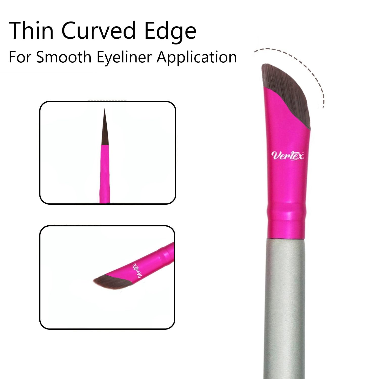 Eyeliner Brush Fine Angled Set - For Liquid Gel Liner Applicator Bent Stencils Thin Pencil Pen Real Small Sharpener Angle Wing Tips Firm Makeup Brushes Black Stamp Winged Kit Flat Waterproof Cat Eye - Image 2