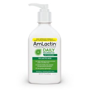 AmLactin Daily Moisturizing Lotion for Dry Skin, 7.9 oz Pump Bottle, 2-in-1 Exfoliator - Body Lotion with 12% Lactic Acid, Dermatologist-Recommended (Packaging May Vary)
