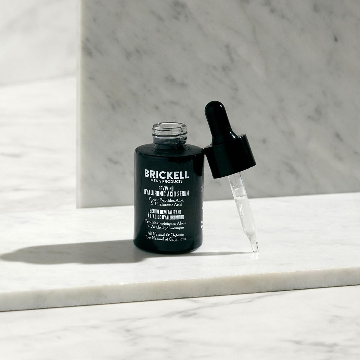 Brickell Men's Anti Aging Hyaluronic Acid Serum for Face, Day Face Serum for Men, Natural & Organic Facial Serum With Protein Peptides to Restore Collagen and Firmness, 1 Ounce, Unscented - Image 2