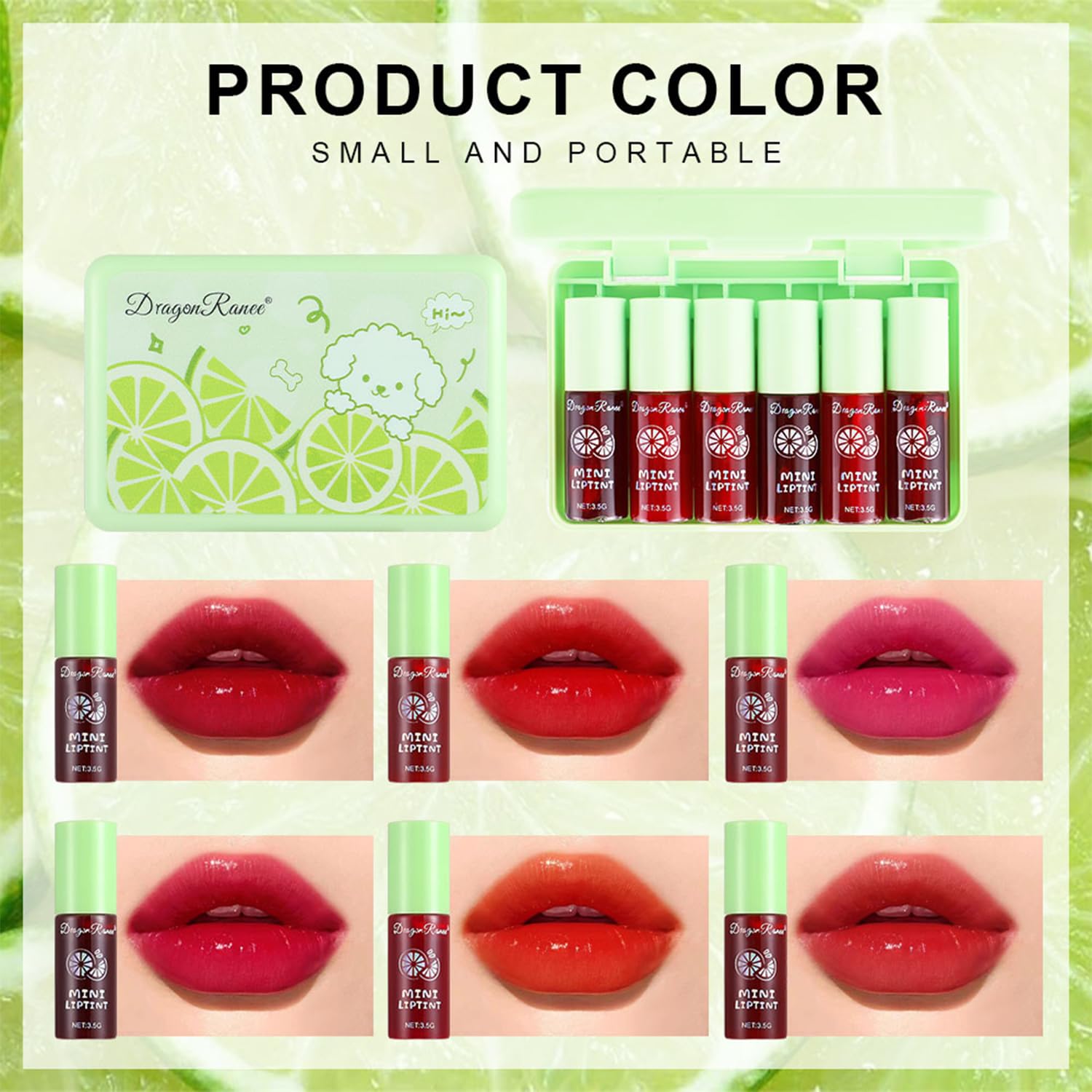 6 Colors lemon Lip Tint Stain Set, Korean Velvet Lip Stain Lip Gloss Lip Tint Stain Mini Liquid Lipstick, Long lasting Waterproof Non-Stick Cup Multi-Use Lip and Cheek Tint, High Pigment, Vivid Color - Image 5