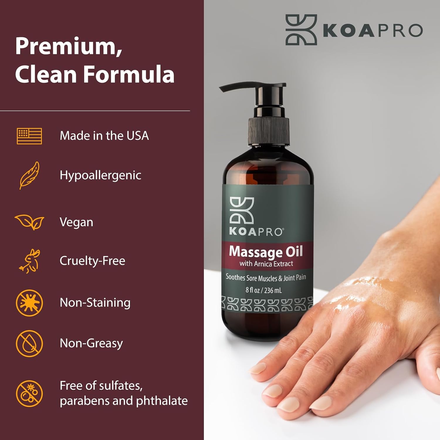 KOAPro Lavender & Arnica Muscle Relax & Pain Relief Massage Oil 2 Pack 8 Fl Oz - Image 5