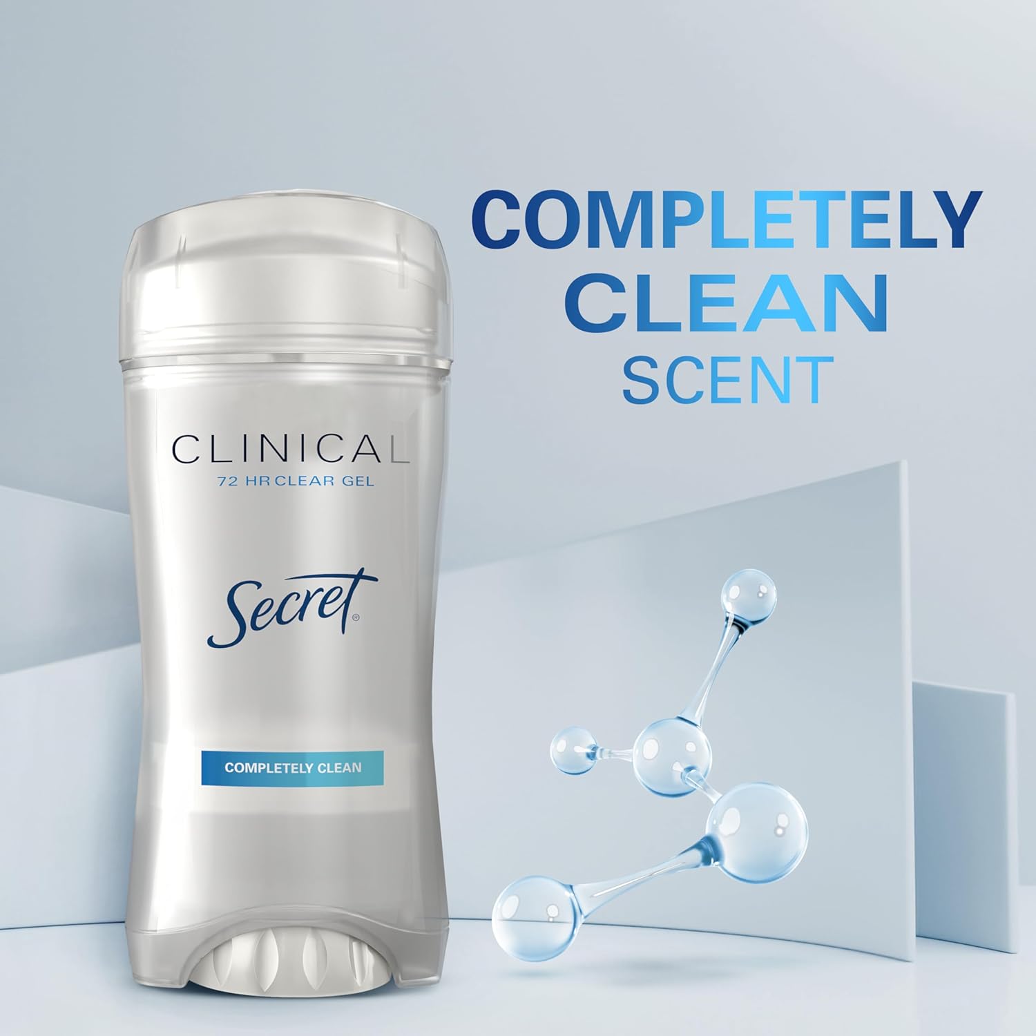 Secret Clinical Strength Antiperspirant Deodorant for Women, 3X Stress Protection, 72hr Sweat & Odor Protection, PH Balancing Minerals, Clear Gel, Completely Clean Scent, 2.6 oz - Image 9