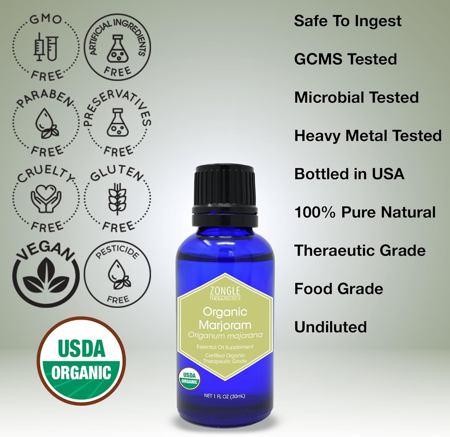 Organic, Marjoram Essential Oil, Food Grade – 100% Pure, Sweet Marjoram Essential Oil, by Zongle Therapeutics, 1 OZ - Image 3