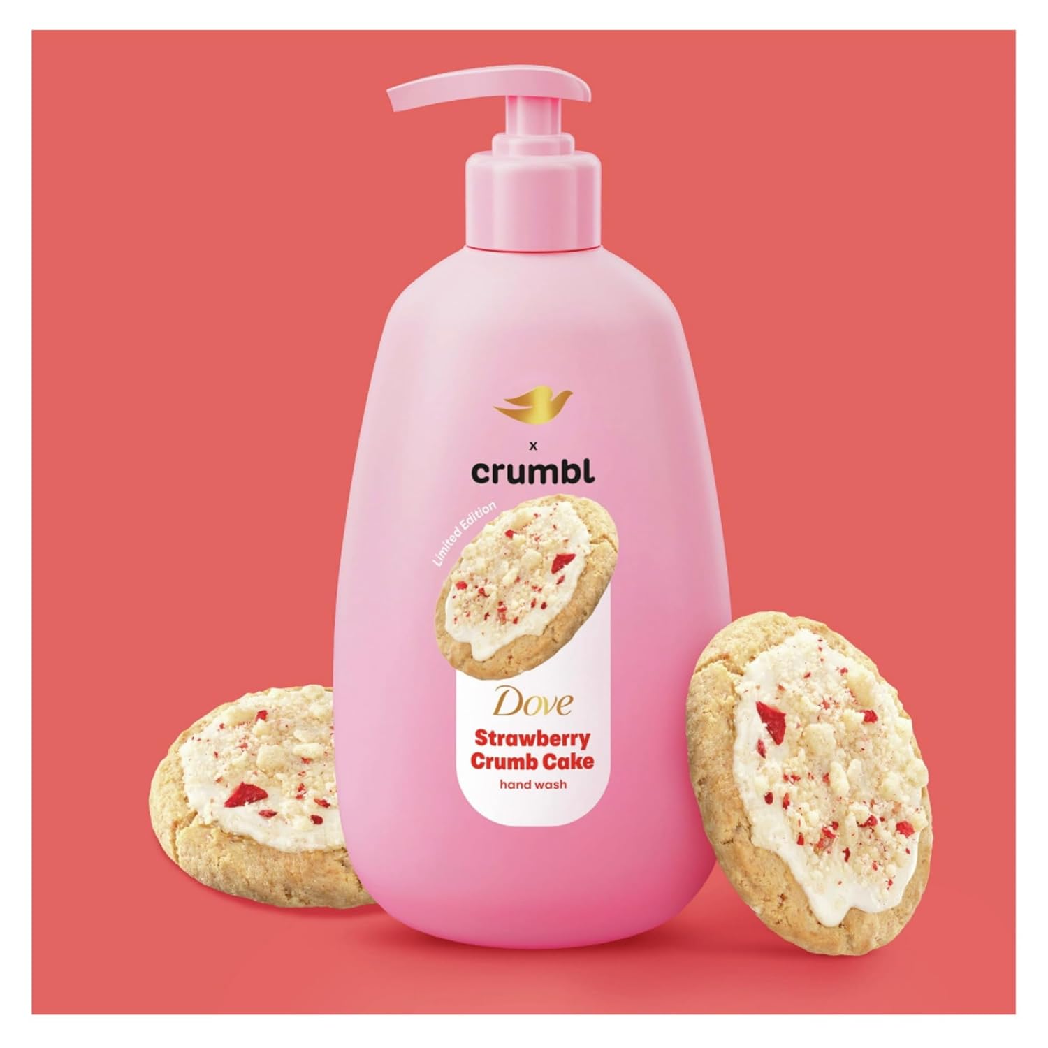 Dove X Crumbl Moisturizing Liquid Hand Wash Strawberry Crumb Cake | 2-pack, of 12 oz Hand Wash with Pump | Limited Edition (Strawberry Crumb Cake) - Image 3