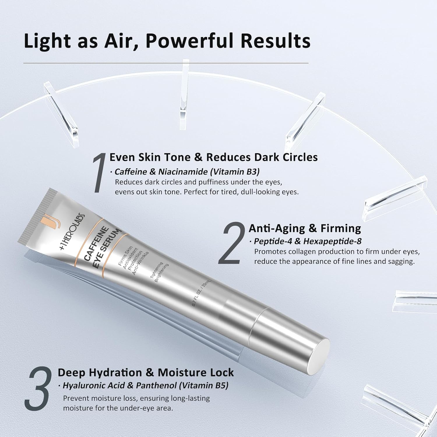 Caffeine Eye Cream for Dark Circles, Puffiness & Puffy Bags - Under Eye Serum with Caffeine, Niacinamide, Hyaluronic Acid, Vitamin E & Peptides, 0.7 Fl Oz (Pack of 1) - Image 3