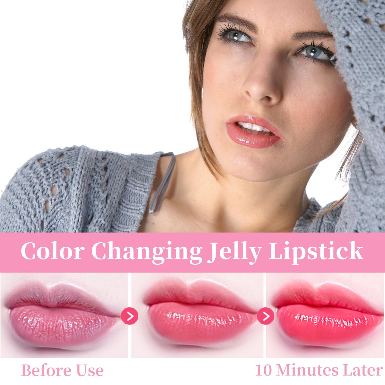 BLUE LOVE Color Changing Jelly Lipstick Hydrating Flower Balm Long-Lasting Moisturizer 2 Count Pack - Image 3