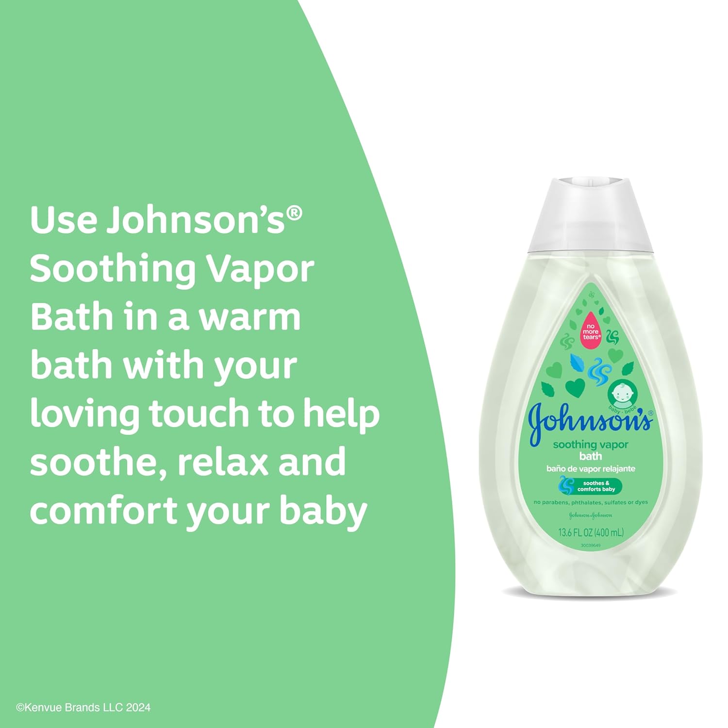 Johnson's Baby Vapor Bath with Soothing Aromas to Relax Babies, Gentle Tear-Free Baby Bath Soothes & Comforts Baby, Hypoallergenic Liquid, Paraben-, Dye- & Sulfate-Free, 13.6 fl. oz - Image 5