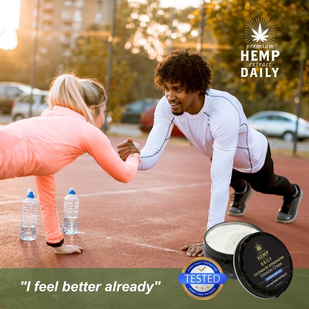 Premium Hemp Extract Daily Ultimate Strength Intensive Cream - Muscle, Knee, Joints, Back, Neck and Shoulder Rub - Organic Ingredients, Topical Lotion with Essential Oils - Grapefruit Mint, Single 5oz - Image 3