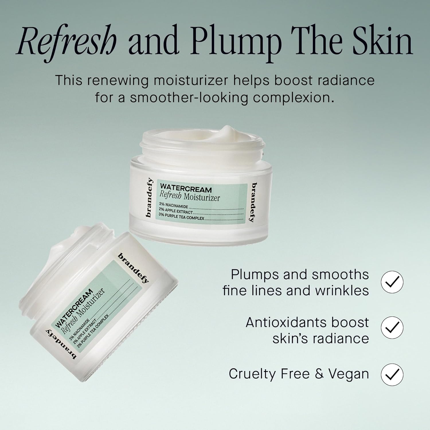 Brandefy Water Cream Refresh Moisturizer - Lightweight, Pore-Refining Hydration Burst for Smooth, Super Hydrated Skin, Daily Face Moisturizer, Made in US (1.6 Oz) - Image 2