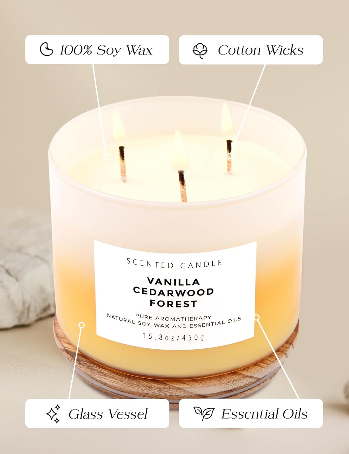Vanilla Cedarwood Forest Large 15.8 oz Soy Scented Candle for Home Relaxation - Image 5