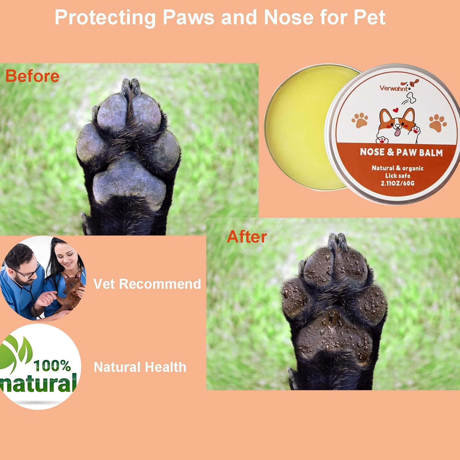 Lick Safe Paw Balm for Dogs and Cats, 2 oz Moisturizer for Dry Nose and Cracked Paws - Image 4